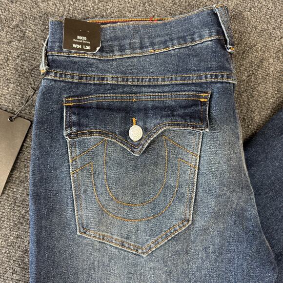 True Religion Jeans Rocco SN Flap Relaxed Skinny 34 x 30 Dark Shivering NWT $159 - Picture 3 of 12